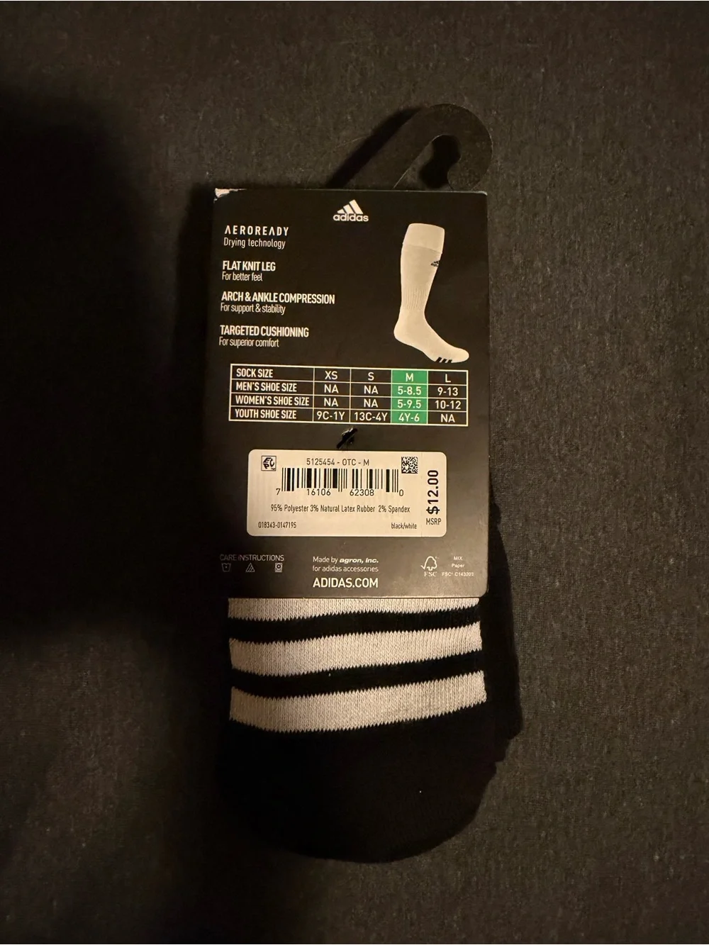 Adidas Black and White Over-the-Calf Soccer Compression Socks - 2 Pack